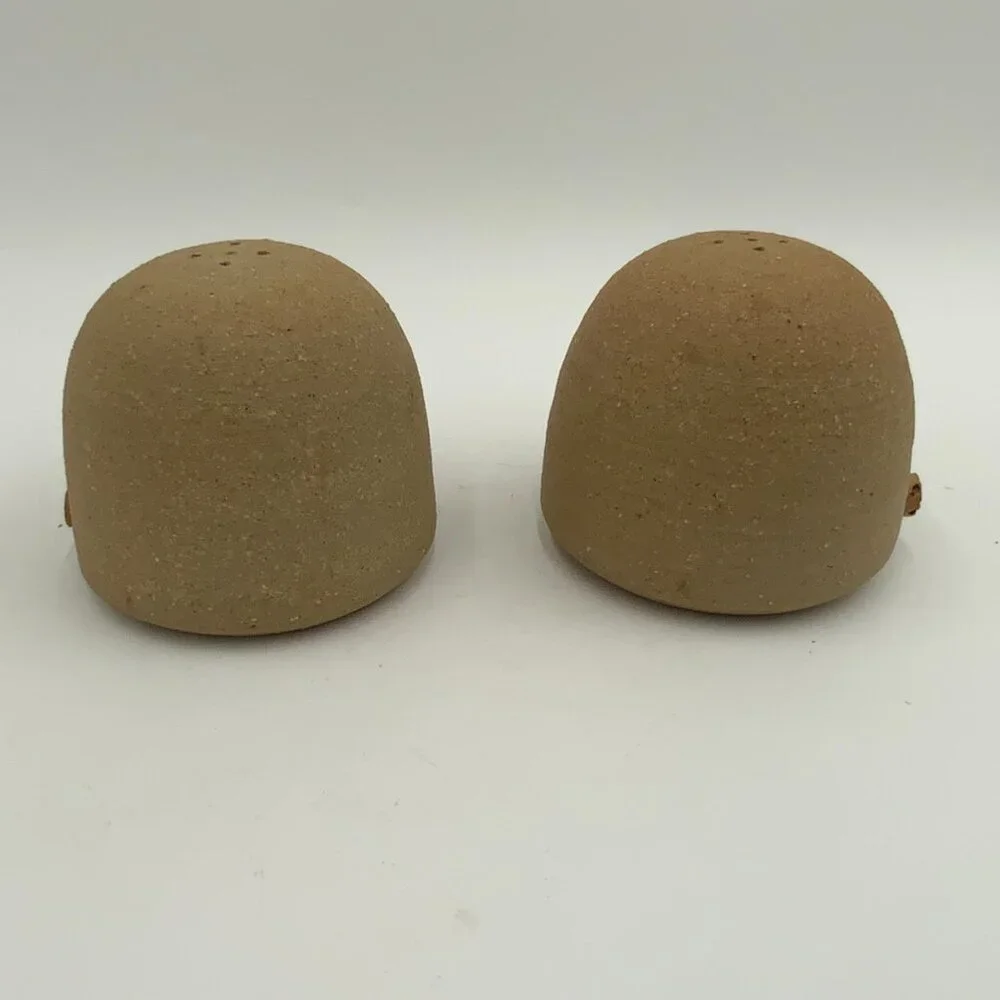 1981 Signed Marion Schlauch Salt & Pepper Shakers Stoneware Men with Mustaches - Picture 6 of 9